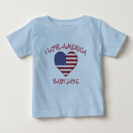I Love Americaフラグ追加ベビーの名前 ベビーTシャツ (正面)
