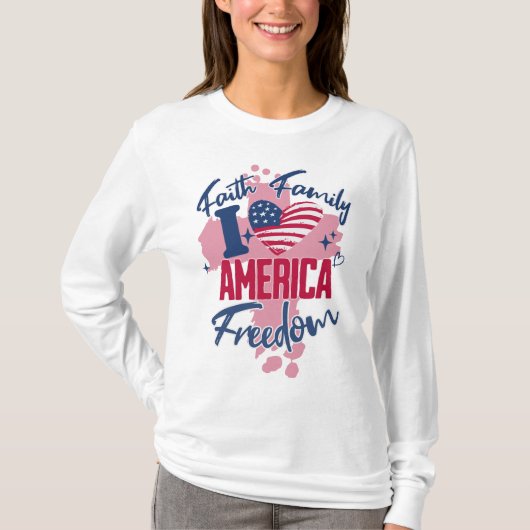I Love America 4 Of July Women's T-Shirt Tシャツ (正面)