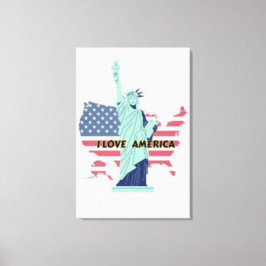 I Love America - Liberty & プライドTシャツ キャンバスプリント (正面)