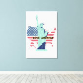 I Love America - Liberty & プライドTシャツ キャンバスプリント (インサイチュ (ウッドフロア))