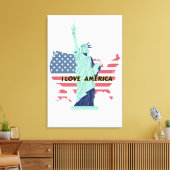 I Love America - Liberty & プライドTシャツ キャンバスプリント (インサイチュ (リビング))