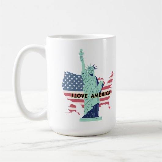 I Love America - Liberty & プライドTシャツ コーヒーマグカップ (左)