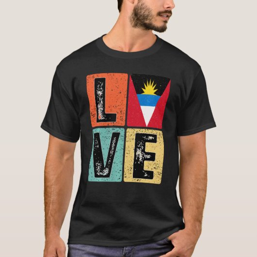 I Love Antigua And Barbuda Flag For Antiguan Barbu Tシャツ (正面)