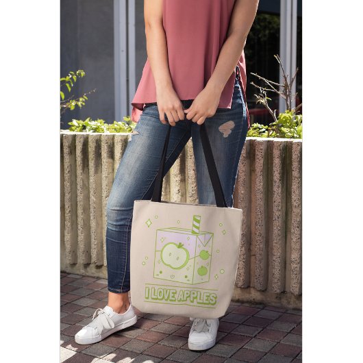 I Love Apple -かわいいジュースボックスデザイン トートバッグ
