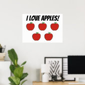 I Love Apple (5 apple) Poster ポスター (ホームオフィス)