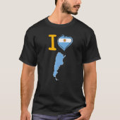 I love Argentina Argentinian flag in shape of a he Tシャツ (正面)