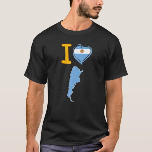I love Argentina Argentinian flag in shape of a he Tシャツ (正面)