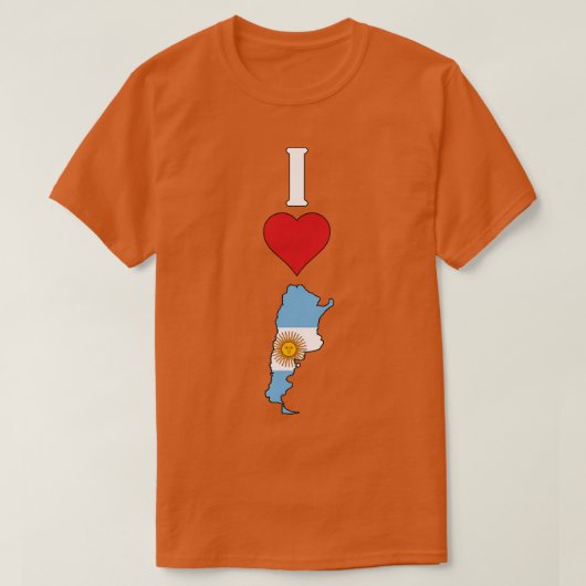 I Love Argentine Vertical Iアルゼンチンハート国 Tシャツ (デザイン正面)