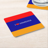 I Love Armenia, flag of Armenia スクエアペーパーコースター (アングル)