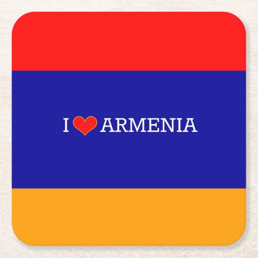 I Love Armenia, flag of Armenia スクエアペーパーコースター (正面)