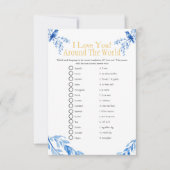 I love around the world blue Bridal shower game 招待状 (正面)