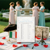 I love around the world Floral Bridal Shower Game  招待状