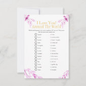 I love around the world Pink Bridal shower game 招待状 (正面)