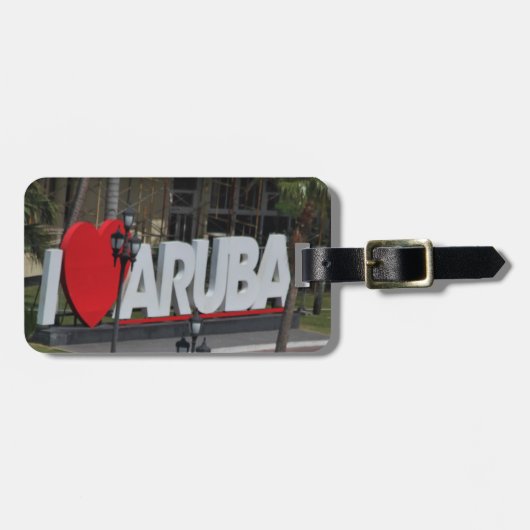 「I Love Aruba」サイン、写真、 ラゲッジタグ (正面横)