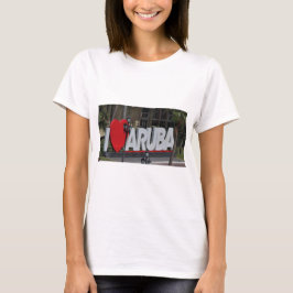 「I Love Aruba」サイン、写真、Tシャツ Tシャツ