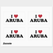 I Love Aruba 長方形シール (シート)