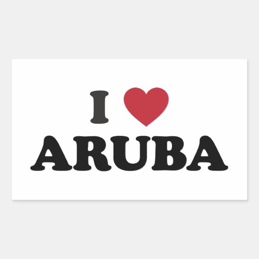 I Love Aruba 長方形シール (正面)