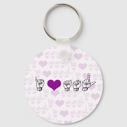 I Love ASL (American Sign Language) Keychain キーホルダー (正面)
