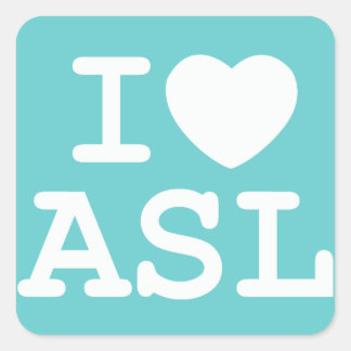 I Love ASL (Color) スクエアシール
