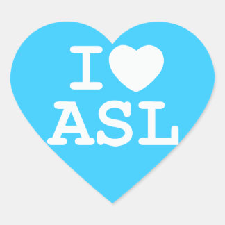 I Love ASL (Color) ハートシール