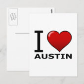 I LOVE AUSTIN, TX -テキサス州 ポストカード (正面/裏面)