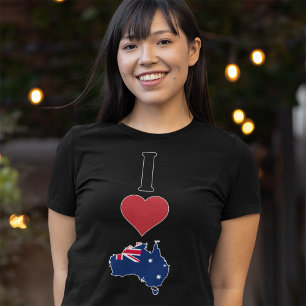 I Love AustraliaおもしろいIハートオーストラリア国旗の地図 Tシャツ