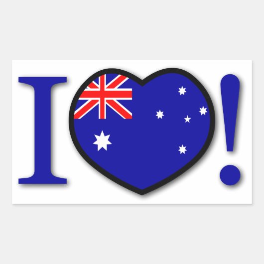 I Love Australiaステッカー 長方形シール (正面)