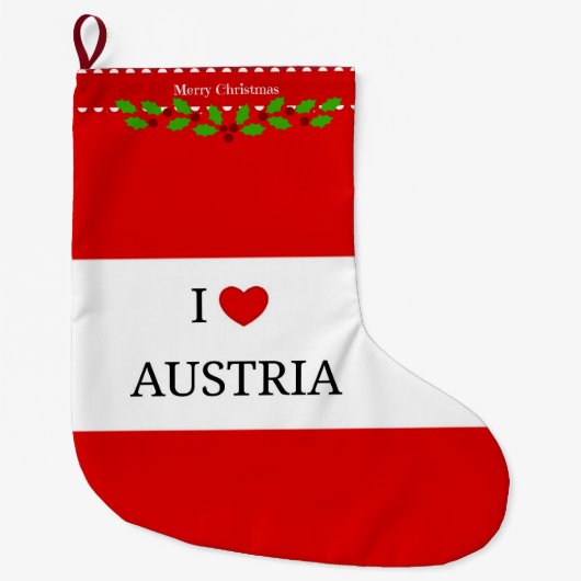 I Love Austria，クリスマスデザイン ラージクリスマスストッキング (正面)