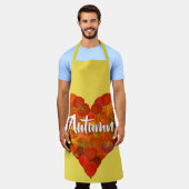 I Love Autumn, – 赤はっきりした《植物》アスペンリーフハート1 エプロン (着用した状態)