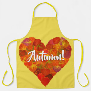 I Love Autumn, – 赤はっきりした《植物》アスペンリーフハート1 エプロン