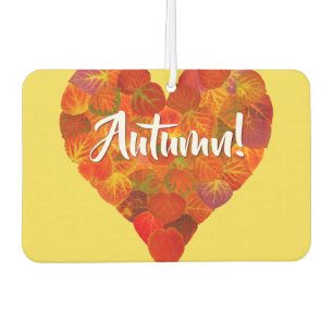 I Love Autumn, – 赤はっきりした《植物》アスペンリーフハート1 カーエアーフレッシュナー