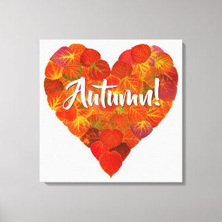 I Love Autumn, – 赤はっきりした《植物》アスペンリーフハート1 キャンバスプリント