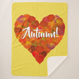 I Love Autumn, – 赤はっきりした《植物》アスペンリーフハート1 シェルパブランケット