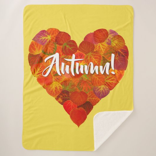 I Love Autumn, – 赤はっきりした《植物》アスペンリーフハート1 シェルパブランケット (正面)