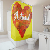 I Love Autumn, – 赤はっきりした《植物》アスペンリーフハート1 シャワーカーテン (インサイチュ)