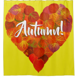 I Love Autumn, – 赤はっきりした《植物》アスペンリーフハート1 シャワーカーテン