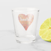 I Love Autumn, – 赤はっきりした《植物》アスペンリーフハート1 ショットグラス (裏面)