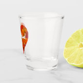 I Love Autumn, – 赤はっきりした《植物》アスペンリーフハート1 ショットグラス (右)