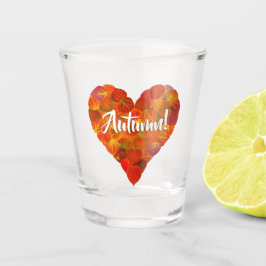 I Love Autumn, – 赤はっきりした《植物》アスペンリーフハート1 ショットグラス
