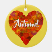 I Love Autumn, – 赤はっきりした《植物》アスペンリーフハート1 セラミックオーナメント (裏面)