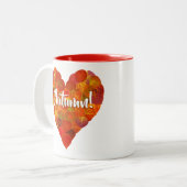 I Love Autumn, – 赤はっきりした《植物》アスペンリーフハート1 ツートーンマグカップ (正面左)