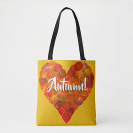I Love Autumn, – 赤はっきりした《植物》アスペンリーフハート1 トートバッグ
