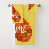 I Love Autumn, – 赤はっきりした《植物》アスペンリーフハート1 バスタオルセット (インサイチュ)