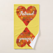 I Love Autumn, – 赤はっきりした《植物》アスペンリーフハート1 バスタオルセット (ハンドタオル)