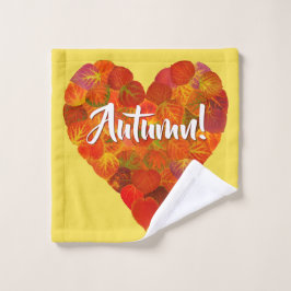 I Love Autumn, – 赤はっきりした《植物》アスペンリーフハート1 バスタオルセット