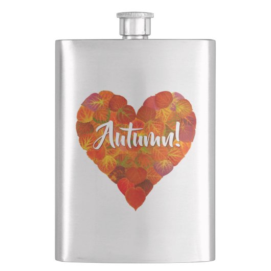 I Love Autumn, – 赤はっきりした《植物》アスペンリーフハート1 フラスク (正面)
