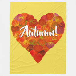 I Love Autumn, – 赤はっきりした《植物》アスペンリーフハート1 フリースブランケット
