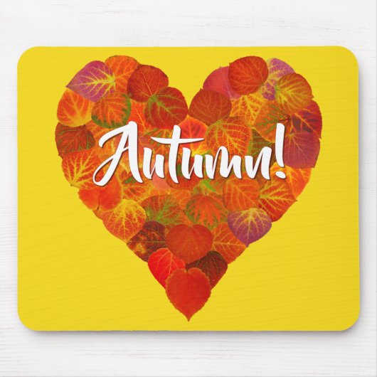 I Love Autumn, – 赤はっきりした《植物》アスペンリーフハート1 マウスパッド (正面)