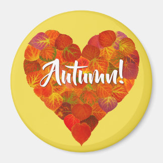 I Love Autumn, – 赤はっきりした《植物》アスペンリーフハート1 マグネット