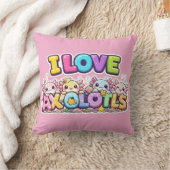 I Love Axolotls Kawaii Cushion Pillow クッション (ブランケット)